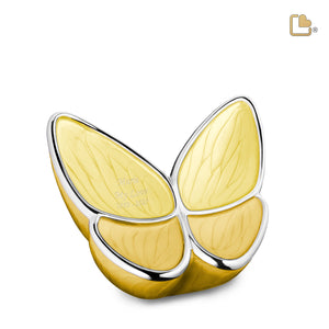 M1043   Wings of Hope Medium Urn Pearl Yellow & Pol Silver