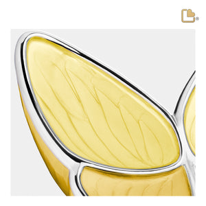 M1043   Wings of Hope Medium Urn Pearl Yellow & Pol Silver