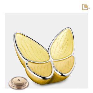 M1043   Wings of Hope Medium Urn Pearl Yellow & Pol Silver