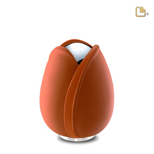 M1051   Tulip Medium Urn Orange & Pol Silver