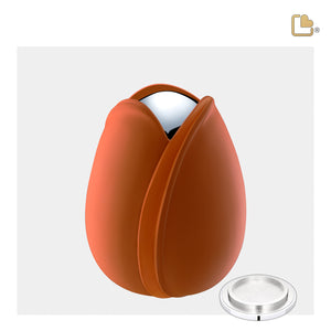 M1051   Tulip Medium Urn Orange & Pol Silver