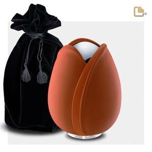 M1051   Tulip Medium Urn Orange & Pol Silver