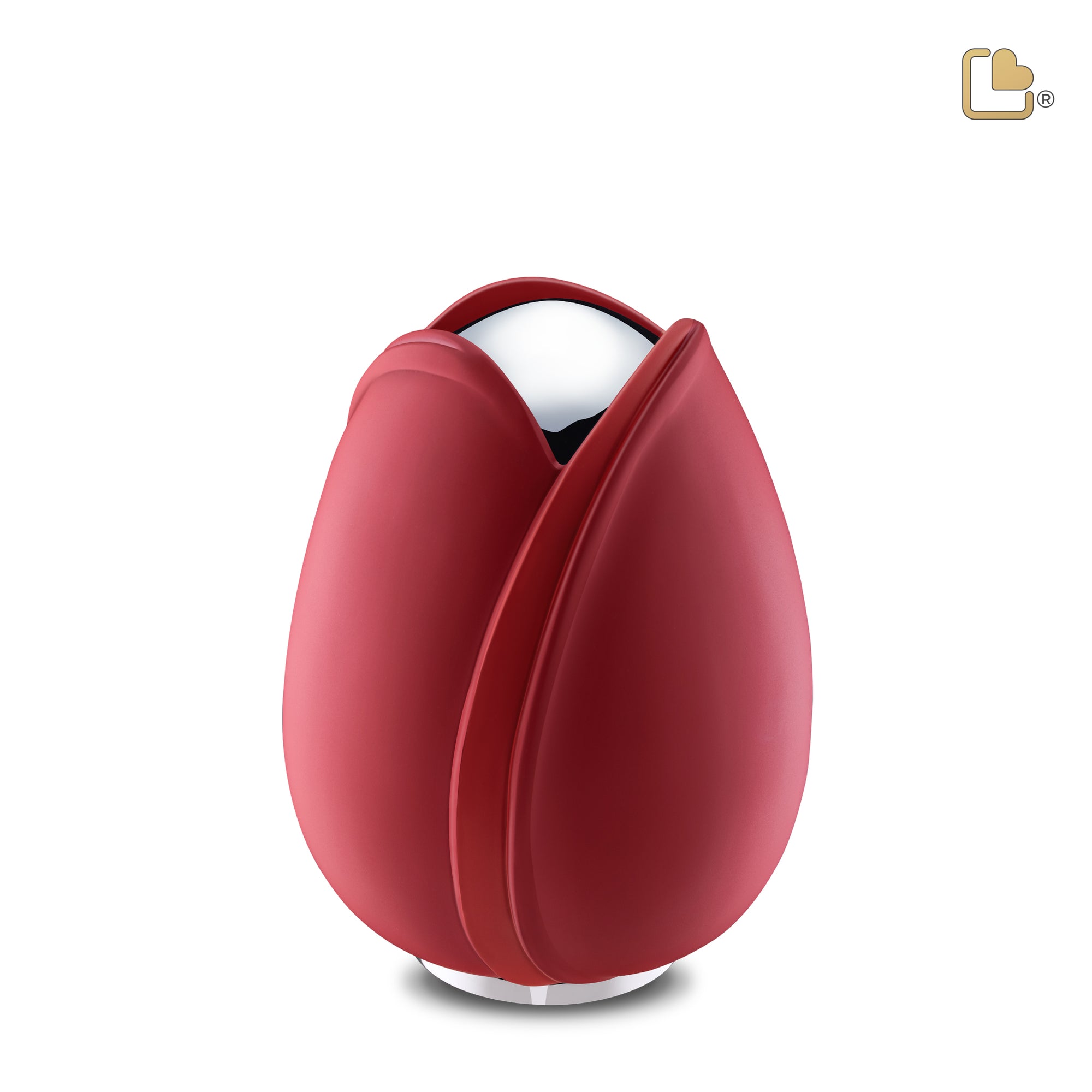 M1052   Tulip Medium Urn Red & Pol Silver