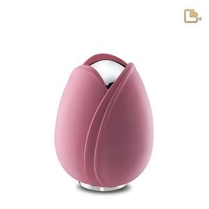 M1053   Tulip Medium Urn Pink & Pol Silver