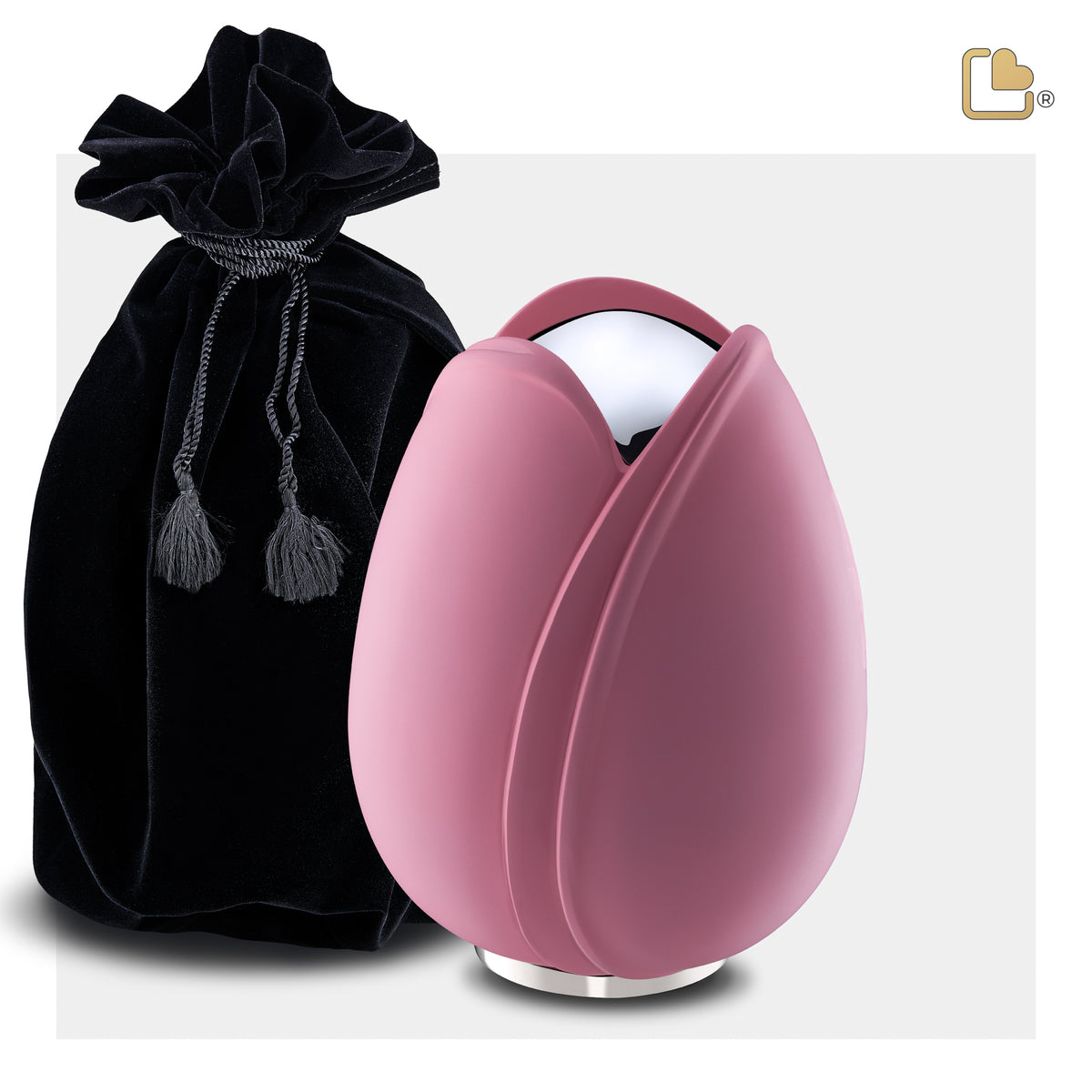 M1053   Tulip Medium Urn Pink & Pol Silver