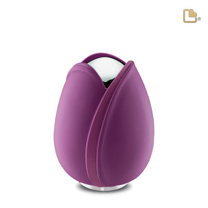 M1054   Tulip Medium Urn Purple & Pol Silver