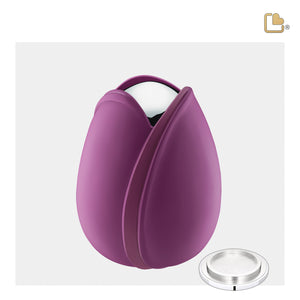 M1054   Tulip Medium Urn Purple & Pol Silver