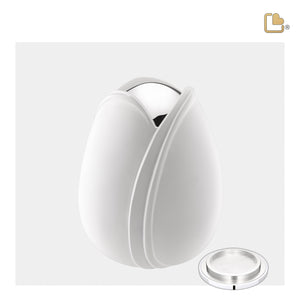 M1055   Tulip Medium Urn White & Pol Silver