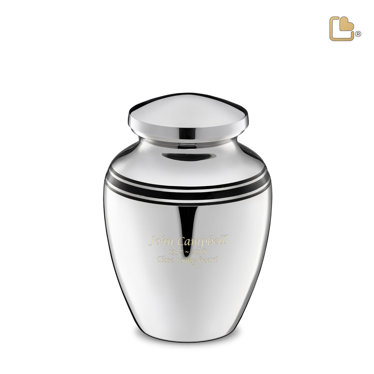 M218   ArtDeco Medium Urn Pol Silver