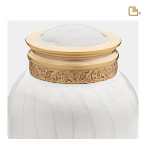 M290   Blessing Medium Urn Pearl White & Bru Gold