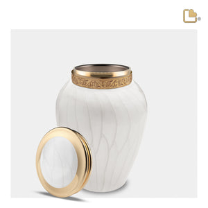 M290   Blessing Medium Urn Pearl White & Bru Gold