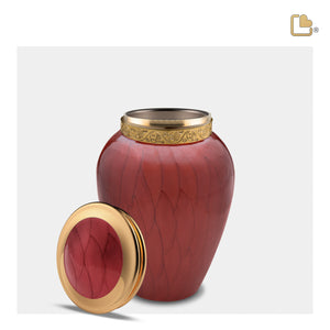 M299   Blessing Medium Urn Pearl Crimson & Bru Gold