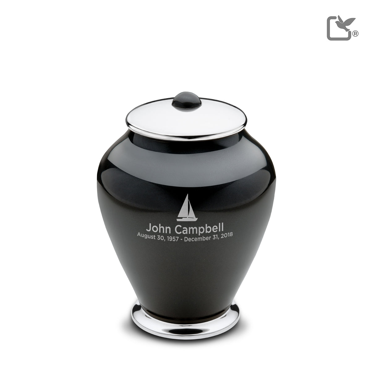 M520   Simplicity Medium Urn Midnight &amp; Pol Silver