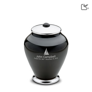 M520   Simplicity Medium Urn Midnight & Pol Silver