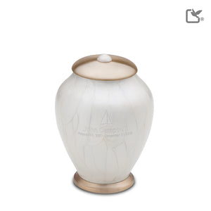 M522   Simplicity Medium Urn Pearl White & Bru Gold