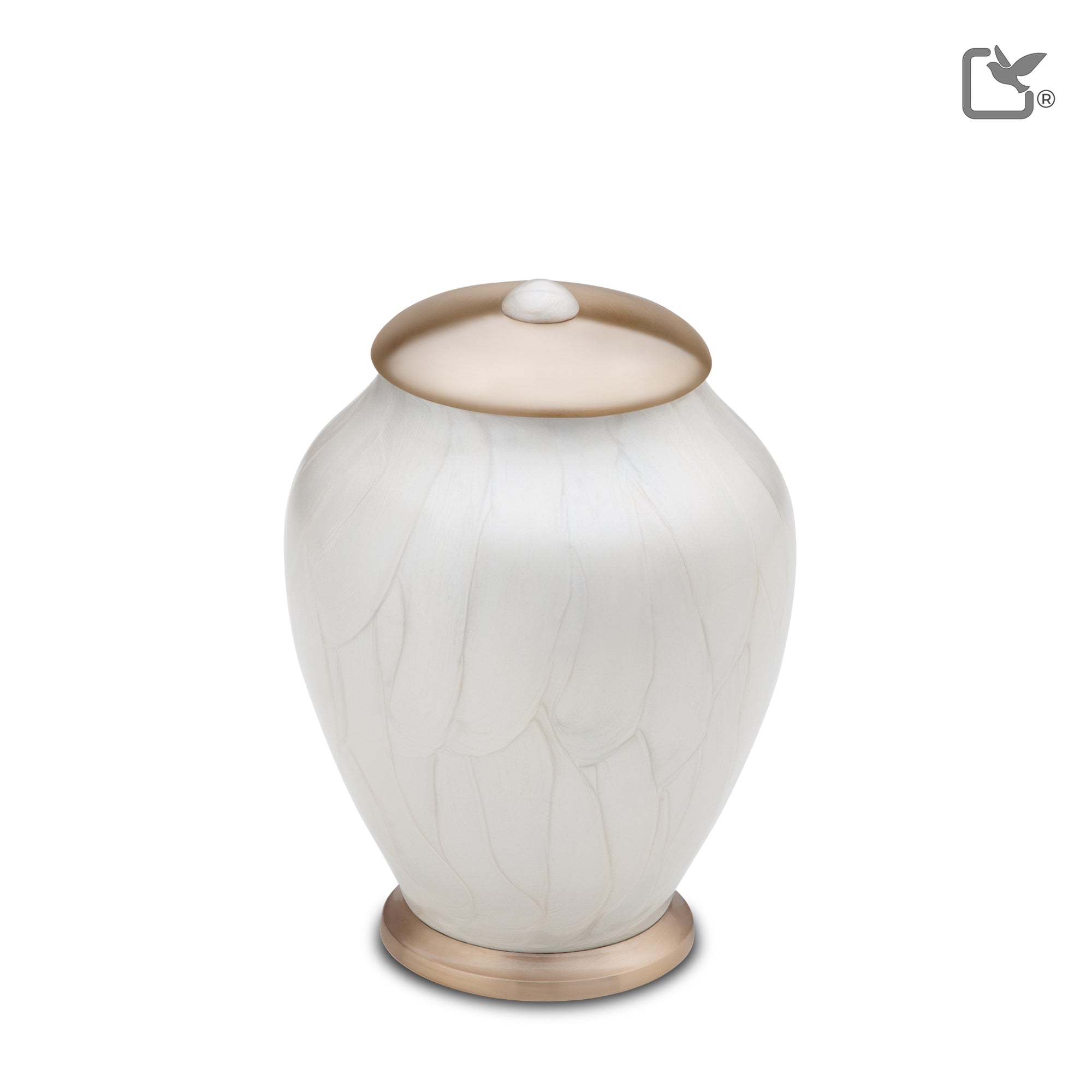 M522   Simplicity Medium Urn Pearl White & Bru Gold