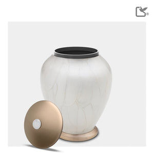 M522   Simplicity Medium Urn Pearl White & Bru Gold