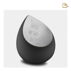 M583   Drop Medium Urn Black & Bru Pewter