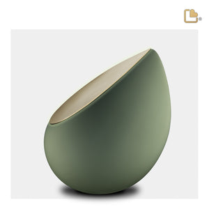 M585   Drop Medium Urn Sage Green & Bru Gold