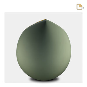 M585   Drop Medium Urn Sage Green & Bru Gold