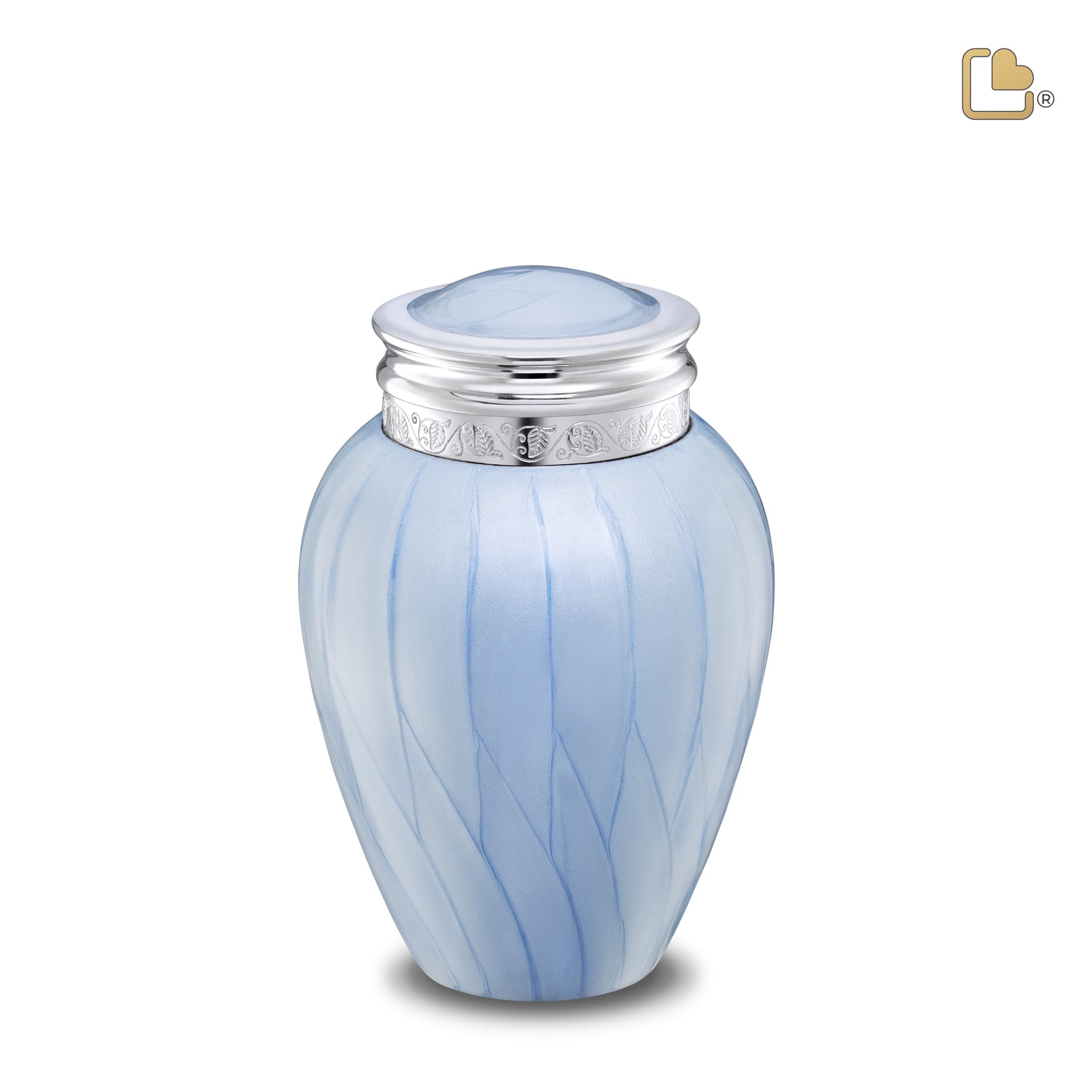 M668   Blessing Medium Urn Pearl Blue & Pol Silver