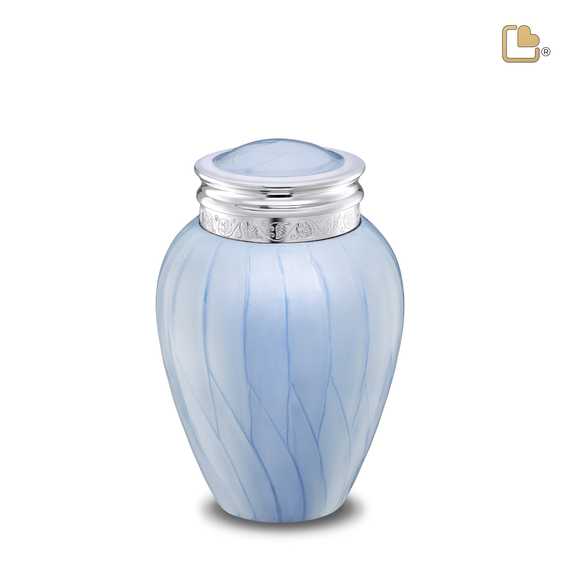 M668   Blessing Medium Urn Pearl Blue & Pol Silver