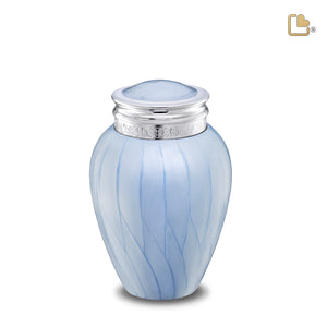 M668   Blessing Medium Urn Pearl Blue & Pol Silver