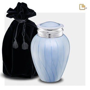 M668   Blessing Medium Urn Pearl Blue & Pol Silver