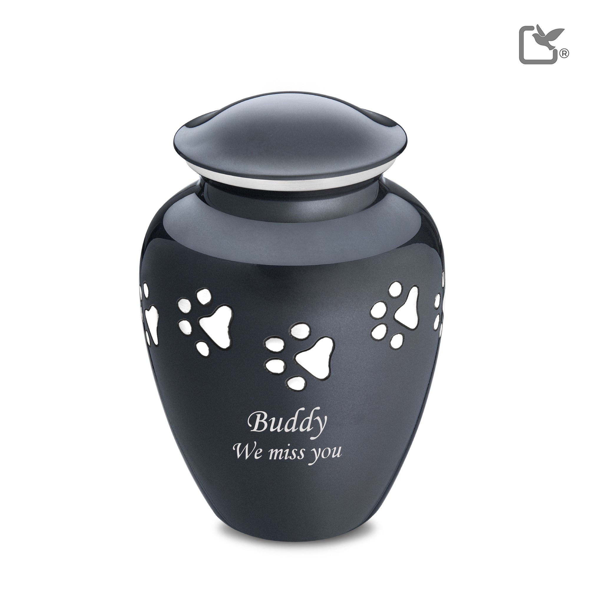 P212L   Classic Large Pet Urn Midnight & Bru Pewter