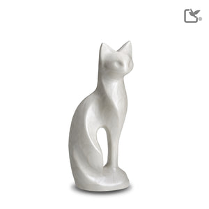 P260   Cat Pet Urn Pearl White