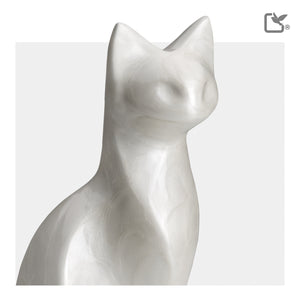 P260   Cat Pet Urn Pearl White