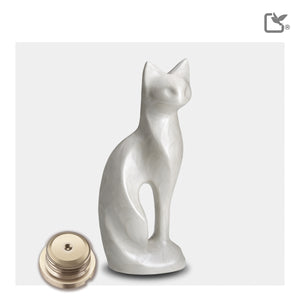 P260   Cat Pet Urn Pearl White