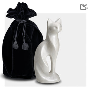 P260   Cat Pet Urn Pearl White