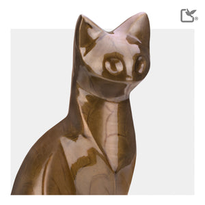 P262   Cat Pet Urn Pearl Bronze