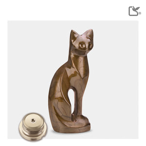 P262   Cat Pet Urn Pearl Bronze