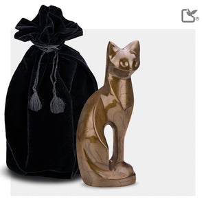 P262   Cat Pet Urn Pearl Bronze