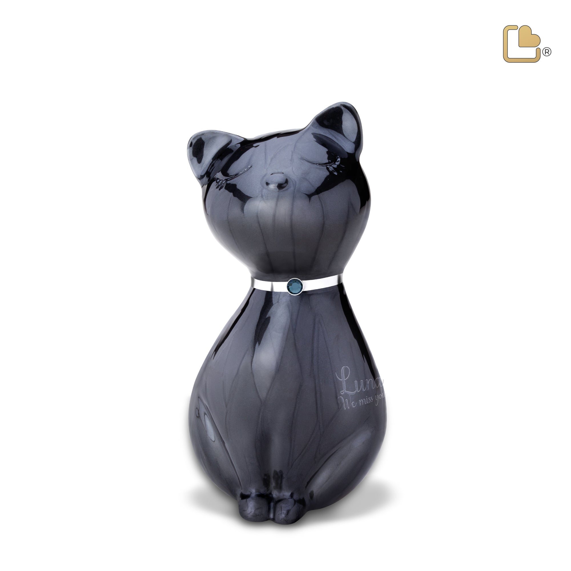 P264   PrincessCat Pet Urn Pearl Midnight & Bru Pewter w/Crystal