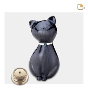 P264   PrincessCat Pet Urn Pearl Midnight & Bru Pewter w/Crystal