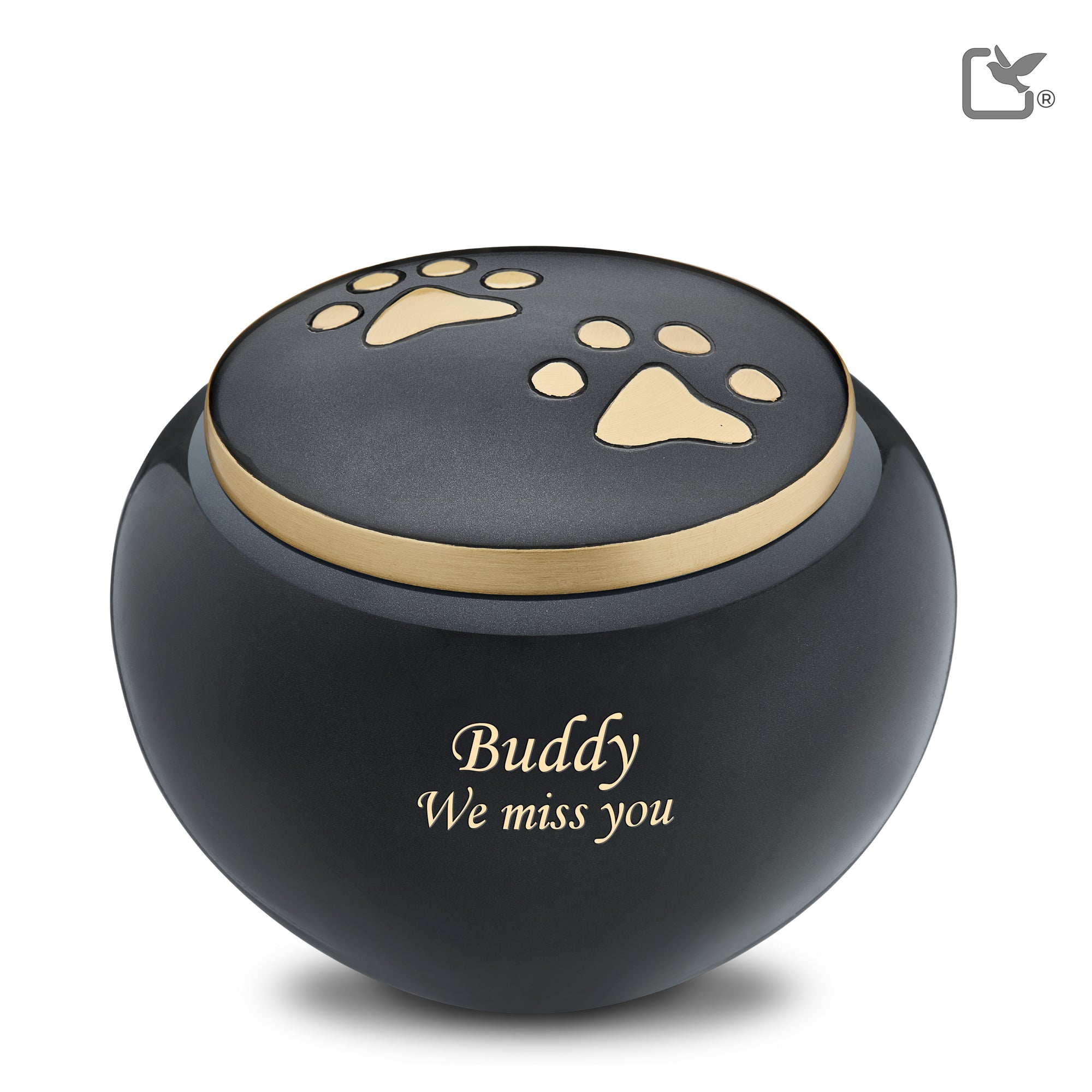 P270L   Classic Round Large Pet Urn Midnight & Bru Gold