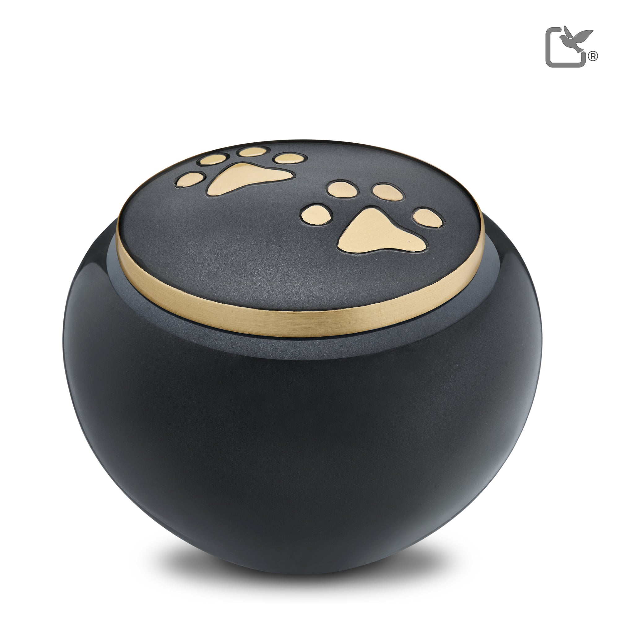 P270L   Classic Round Large Pet Urn Midnight & Bru Gold