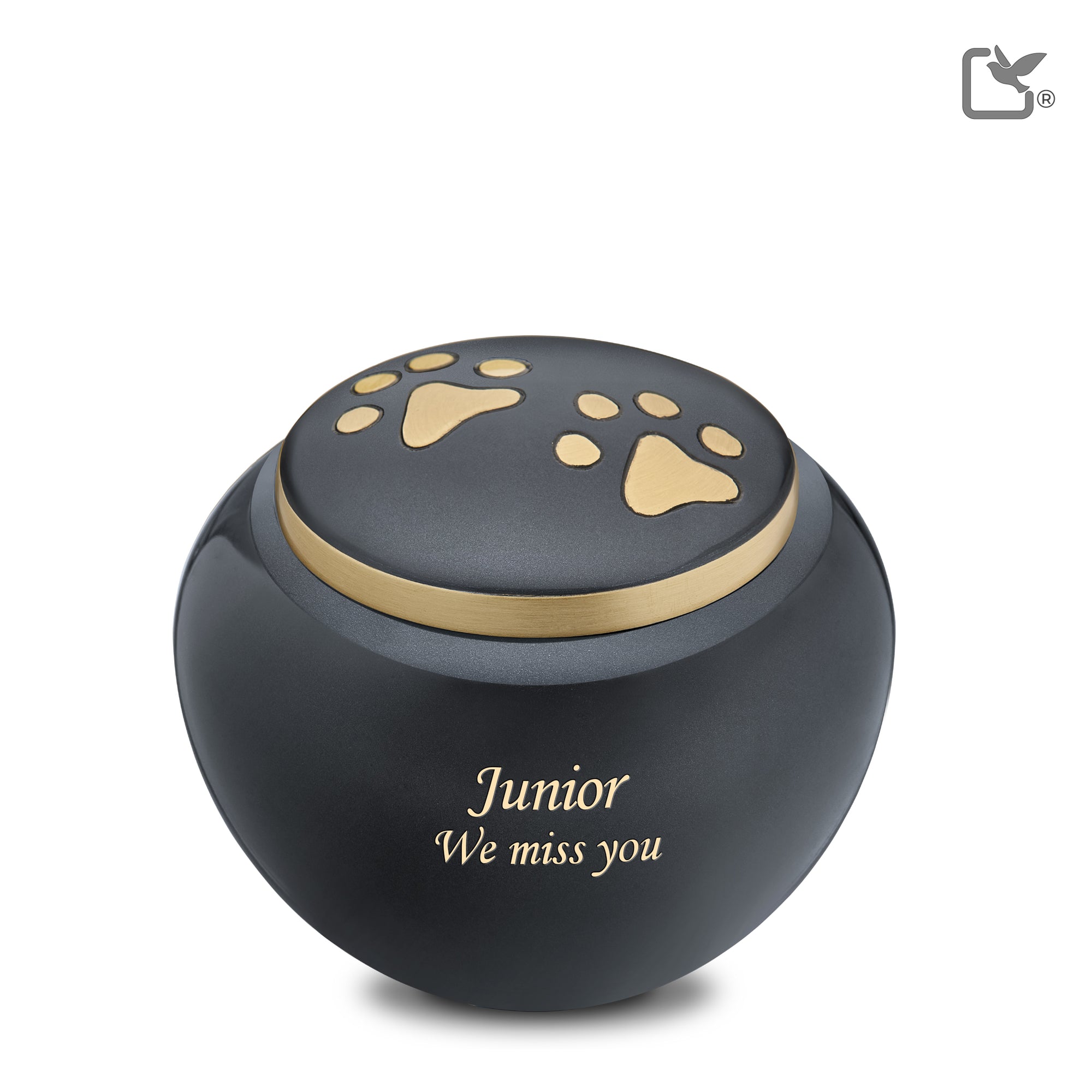 P270M   Classic Round Medium Pet Urn Midnight & Bru Gold