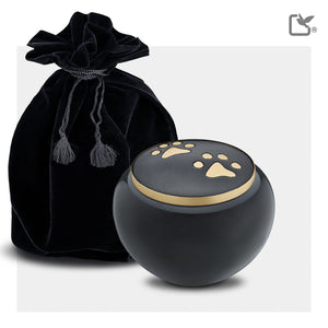 P270M   Classic Round Medium Pet Urn Midnight & Bru Gold