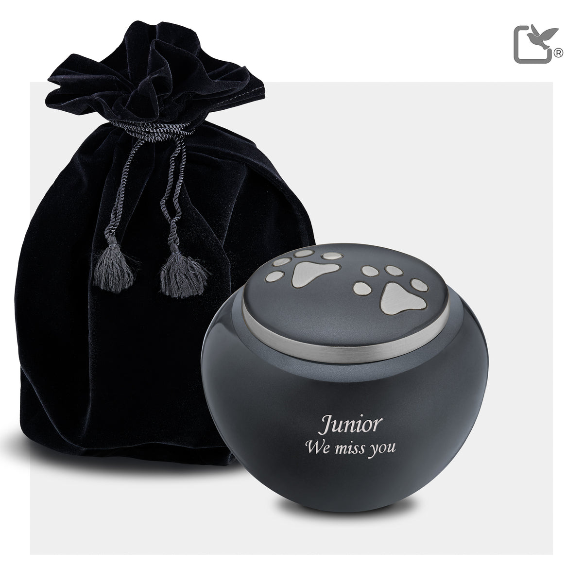 P270M   Classic Round Medium Pet Urn Midnight & Bru Gold