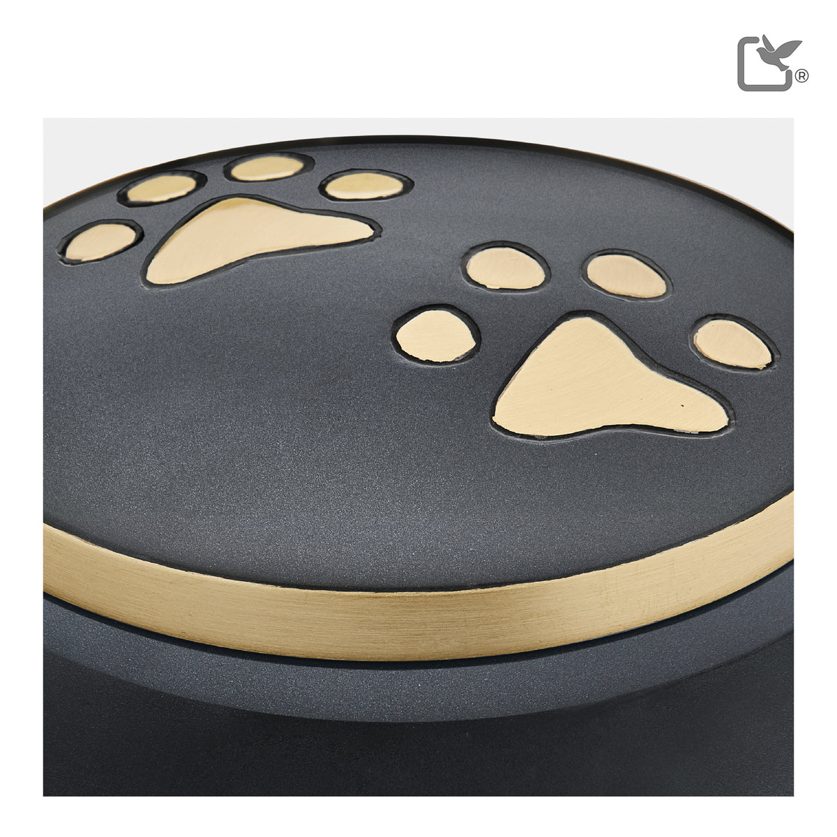 P270S   Classic Round Small Pet Urn Midnight & Bru Gold