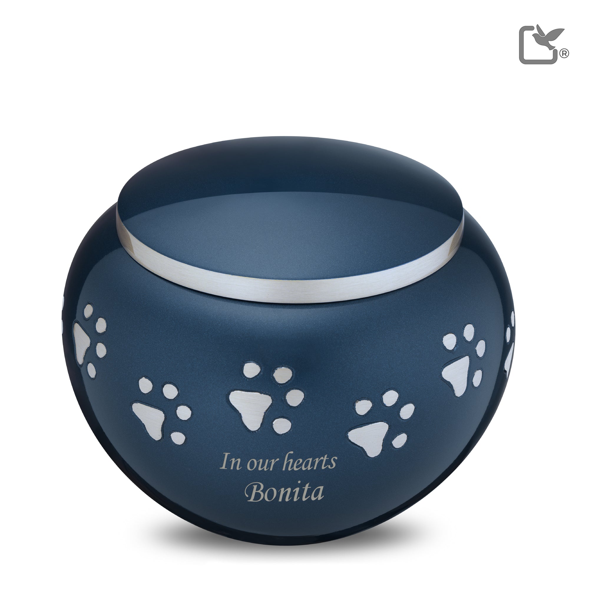 P271L   Classic Round Large Pet Urn Blue & Bru Pewter