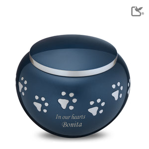 P271L   Classic Round Large Pet Urn Blue & Bru Pewter