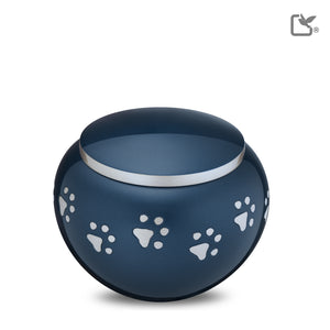 P271M   Classic Round Medium Pet Urn Blue & Bru Pewter