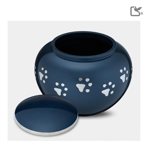 P271M   Classic Round Medium Pet Urn Blue & Bru Pewter