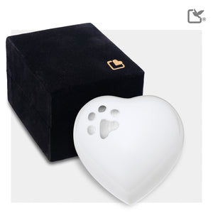 P272K   Keepsake Heart Pet Urn White & Bru Pewter