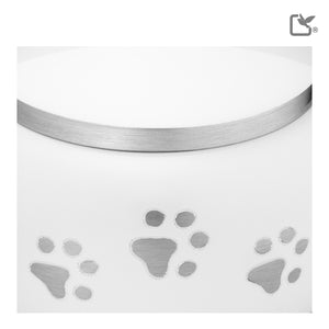 P272L   Classic Round Large Pet Urn White & Bru Pewter